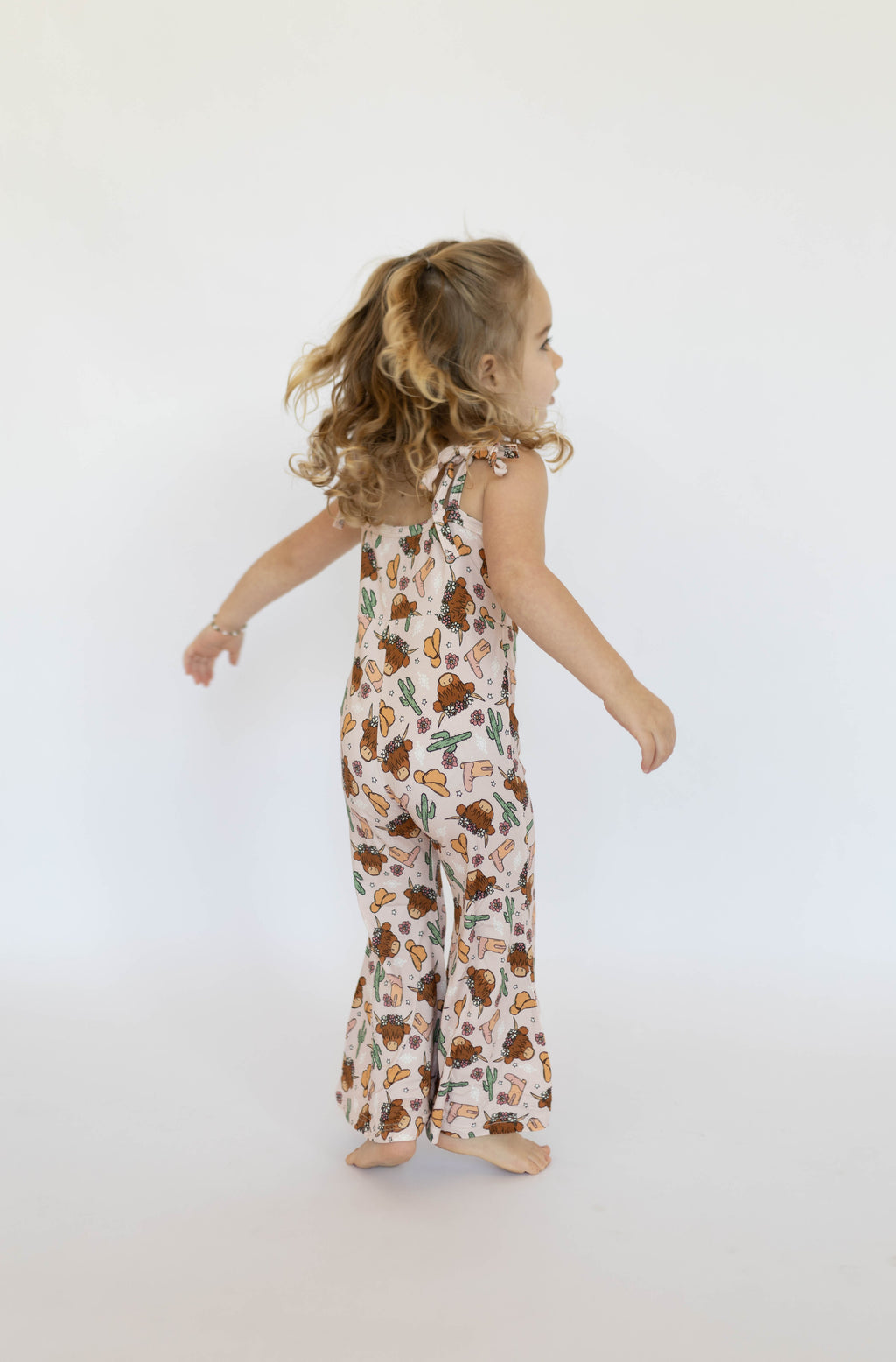 Pink Highland Cow Bell Romper