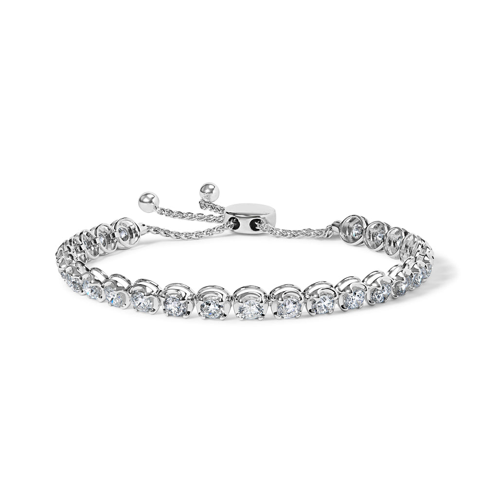 14K White Gold 6.00 Cttw Diamond 4â€-10â€ Adjustable Bolo Tennis Bracelet (I-J Color, I1-I2 Clarity)
