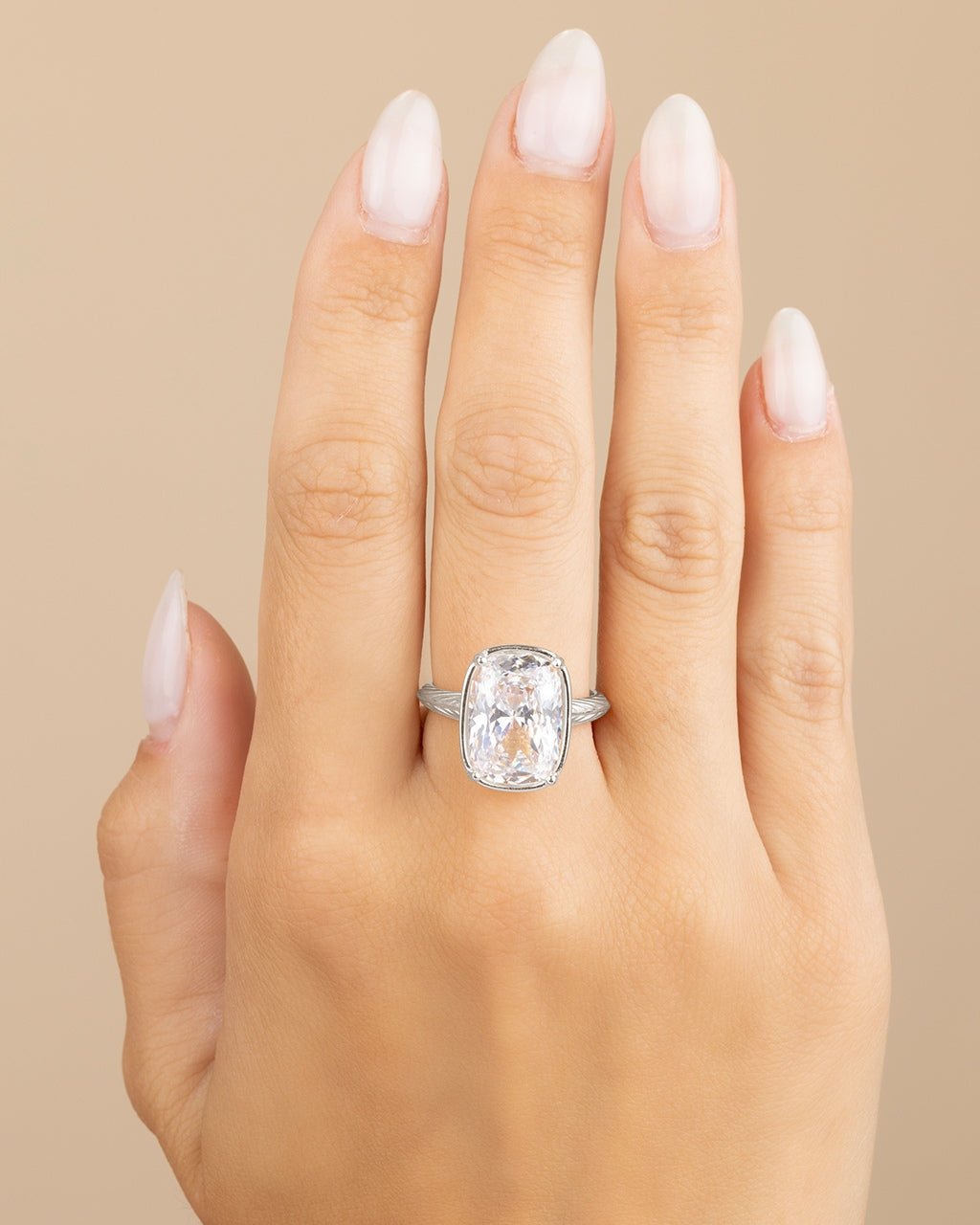 Sterling Silver Elongated Cushion Cocktail Ring 4ct & 8ct