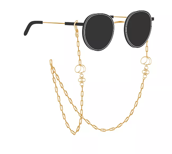 Unwritten Gold Flash Plated Leaf Design 27in Glasses or Face Mask Chain