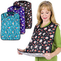 Vive Adult Bibs for Women Men (3-pack) - Adjustable Bibs for Elderly Senior - Premium Waterproof Bib for Eating - Machine Washable Clothing Protector With Cumb Catcher Folding Pocket (Floral)