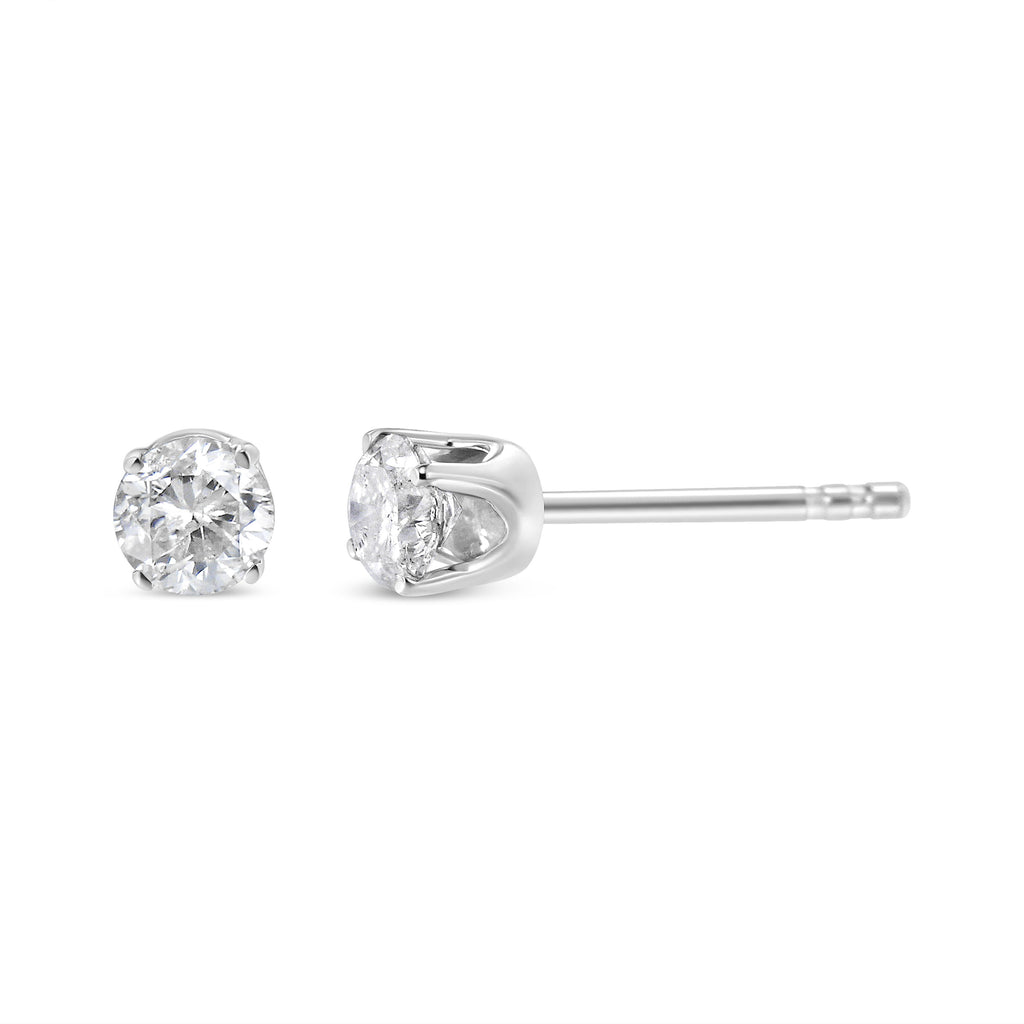 14K White Gold Round Cut Diamond Solitaire Stud Earrings (1/2 cttw, H-I Color, SI1-SI2 Clarity)