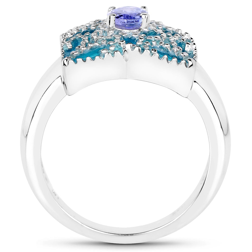 0.44 Carat Genuine Tanzanite .925 Sterling Silver Ring