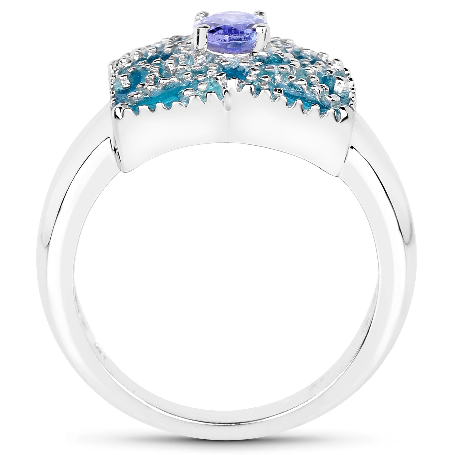 0.44 Carat Genuine Tanzanite .925 Sterling Silver Ring