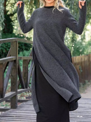 Oversized Knit Lace Casual Hoody Dress