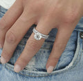 Moissanite Rings 2PCS Engagement Rings Set for Women | 2 Carat Oval Cubic Zirconia Wedding Sets | Wedding Band Ring | Promise Rings for Her 18K White Gold Plated Jeelry Gifts Size 6-10 Size 9