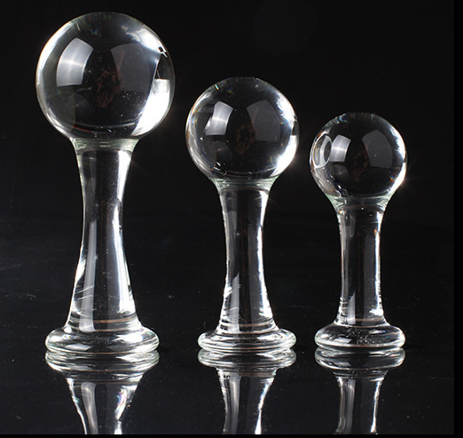Crystal Glass Anal Plug with Beads for Pleasure
