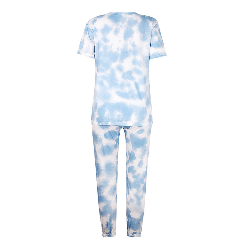 2020 New Women's Short Sleeve Gradient Tie-Dye Pajamas