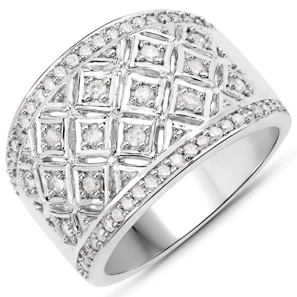 0.52 Carat Genuine White Diamond .925 Sterling Silver Ring