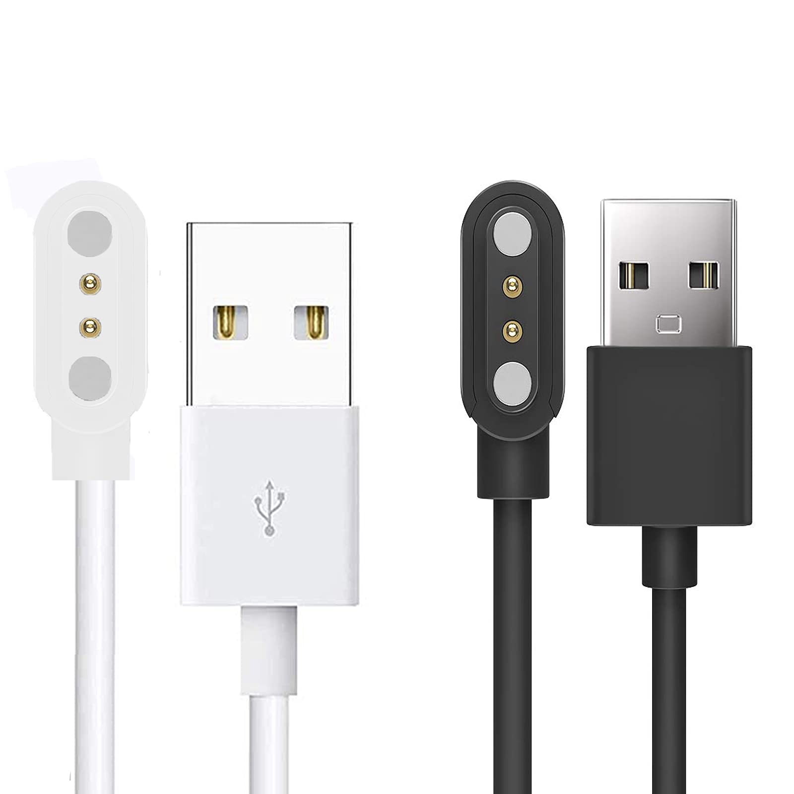 Compatible for Stiive Smartwatch LCW01 Charger Magnetic Charging Cable Replacement Charger Cable Compatible for Stiive 1.28 Smartwatch/Lovtutu Smartwatch/Moowhsh Smartwatch 1.28 (2 Pack-Black+White)