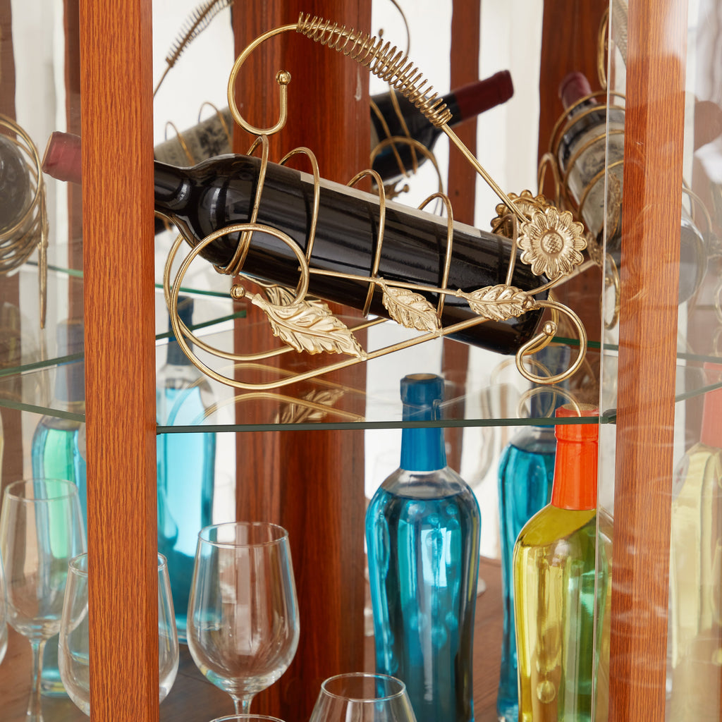 Corner Lighted Curio Cabinet Corner Glass Cabinet Lighted Curio Cabinet Corner Display Case for Living Room, Curio Cabinet, Antique collection, Wine,Bar Glass Storage Light Included,Dark oak