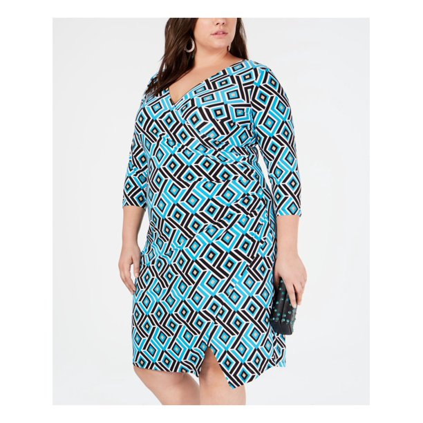 INC Womens Plus Ruched Printed Sheath Dress, 1X