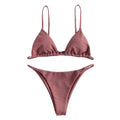 ZAFUL Womens Textured Tie String Bikini Swimwear Triangle Smocked Bikini Cheeky Brazilian Swimsuits