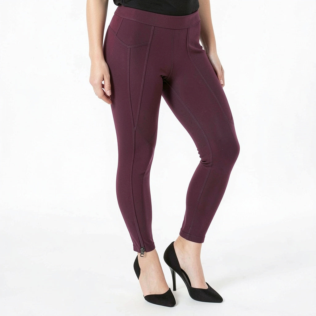 Hue Seamed Zip Skimmer Leggings, Size Small