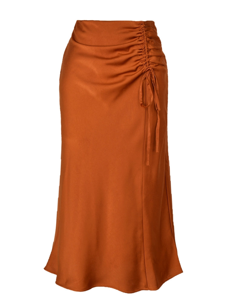 High Waist Slim Satin Long Skirt for Women