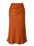 High Waist Slim Satin Long Skirt for Women