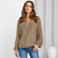 Women's Casual V-Neck Solid Color Loose Sweater