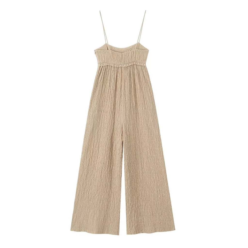 Women's Textured Sleeveless Wide-Leg Jumpsuit