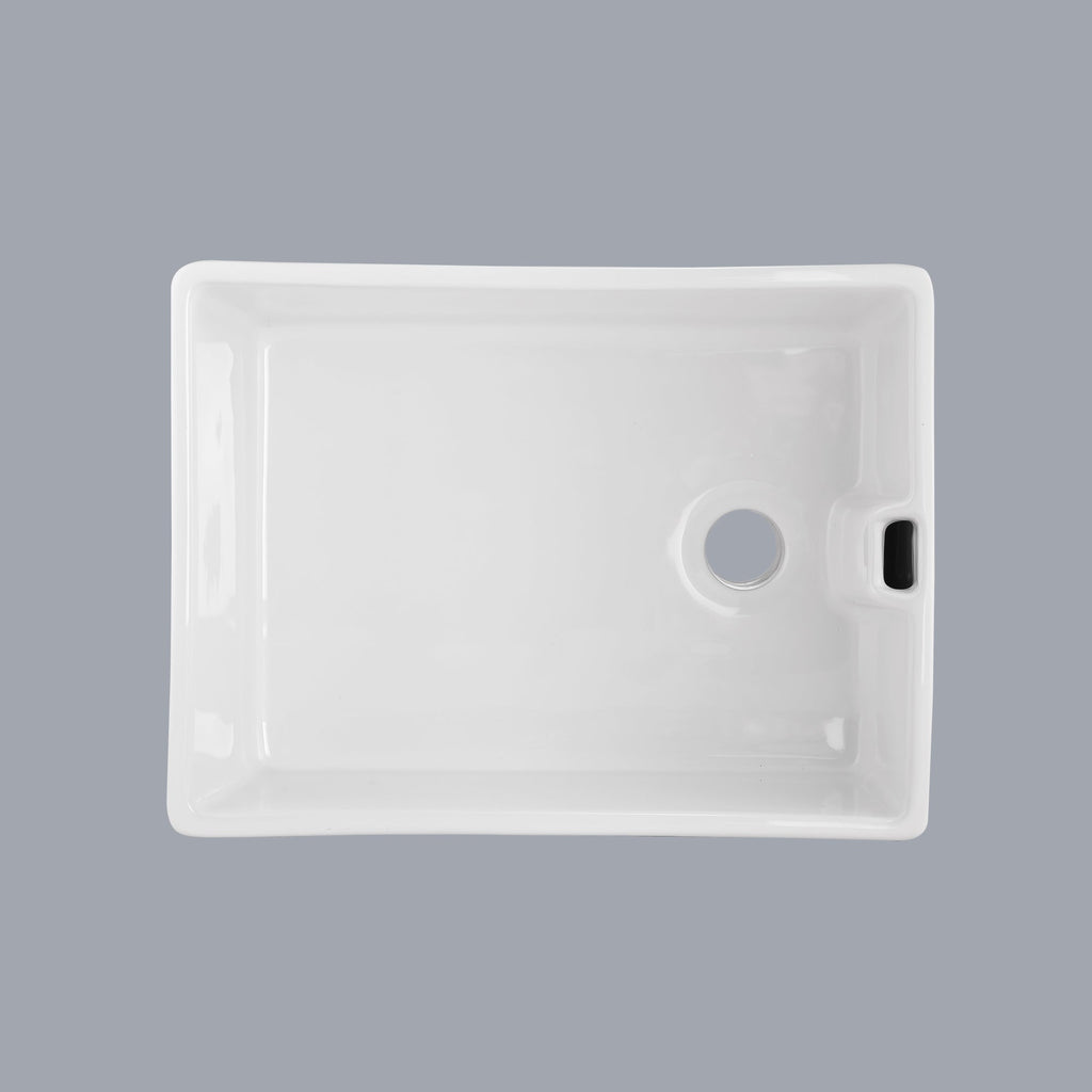 23.6' L X 18' W White Ceramic Single Bowl Kitchen Sink