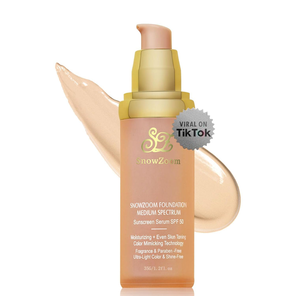 Color Changing Medium/Light 4 in 1 Hydrating full coverage concealer Foundation makeup Liquid-Longwearing & Waterproof- with SPF 50+1oz(30ml)
