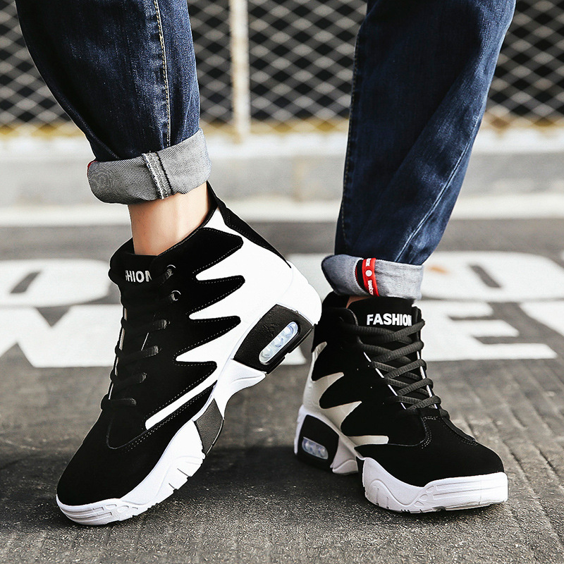 Fashionable Sneakers, Casual Travel Shoes, Height-Increasing Black & White Shoes