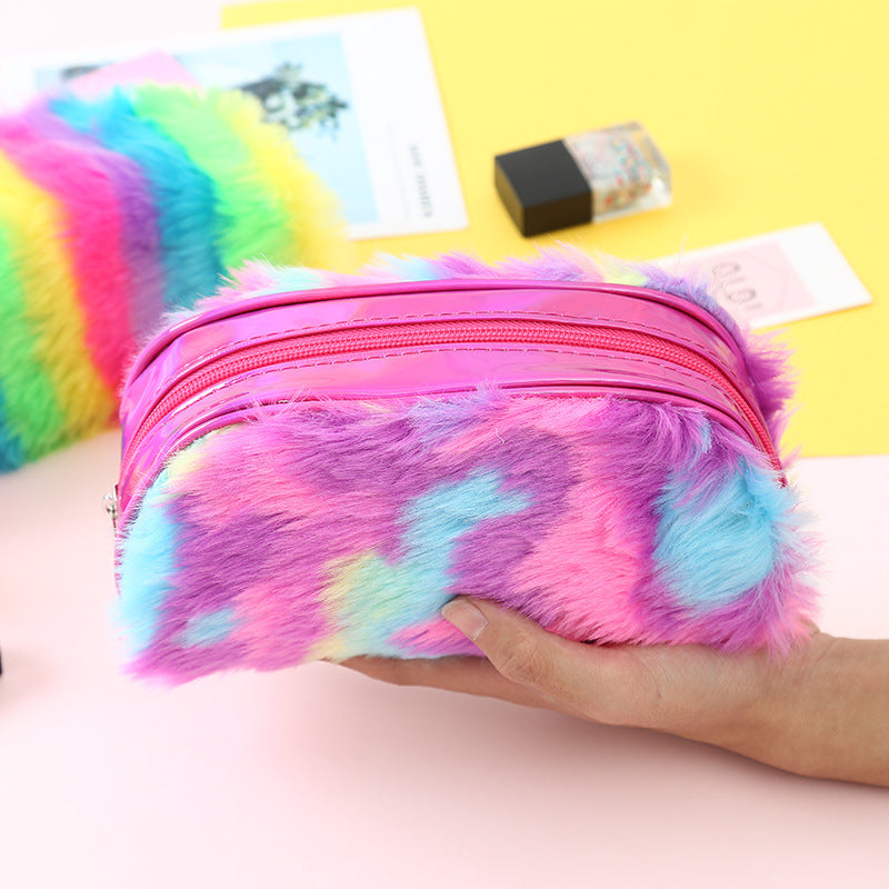 2019 New Rainbow Plush Pencil Case and Makeup Bag