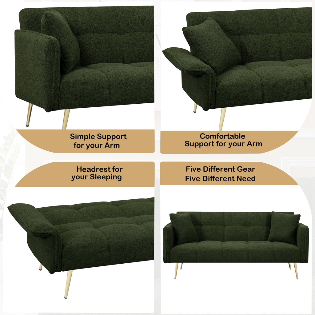70.1 'futon sofa bed, convertible double sofa bed with folding armrests for living rooms and small Spaces