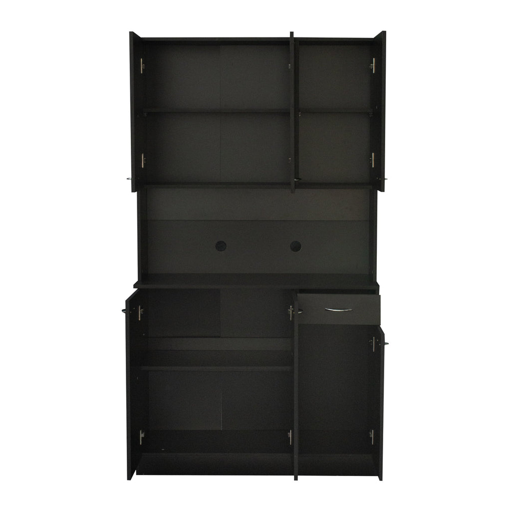70.87' Tall Wardrobe& Kitchen Cabinet, with 6-Doors, 1-Open Shelves and 1-Drawer for bedroom,Black