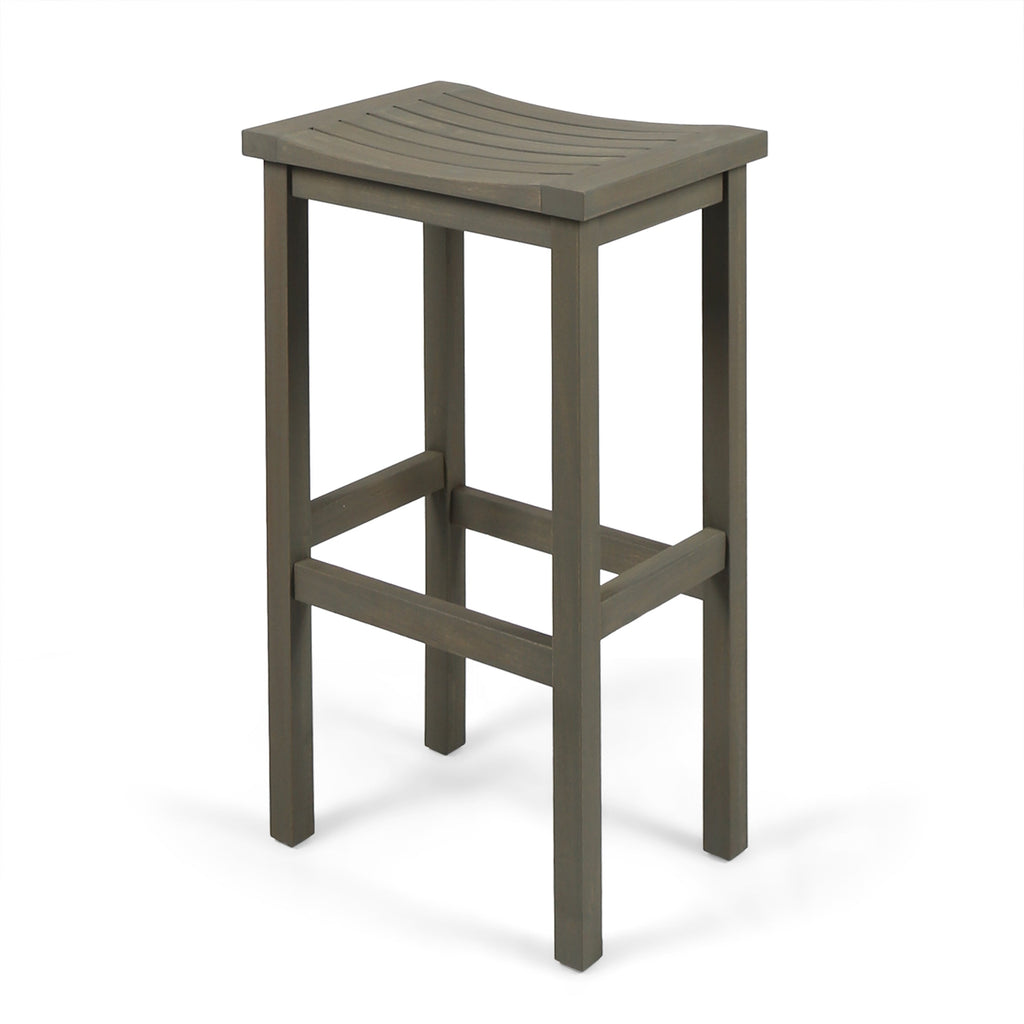 3-Piece Balcony Bar Set with Bottom Shelf Table and 2 Stools, Grey Finish