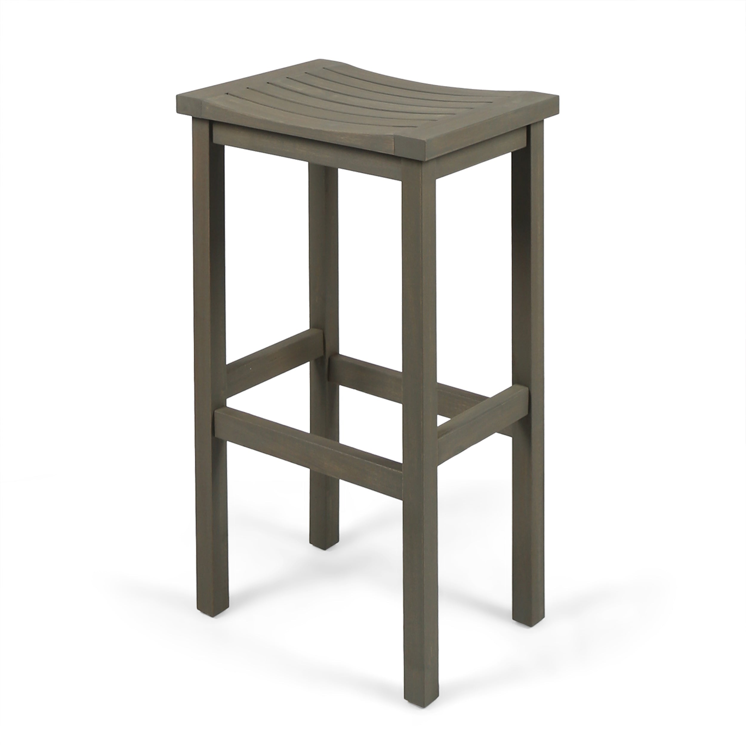 3-Piece Balcony Bar Set with Bottom Shelf Table and 2 Stools, Grey Finish