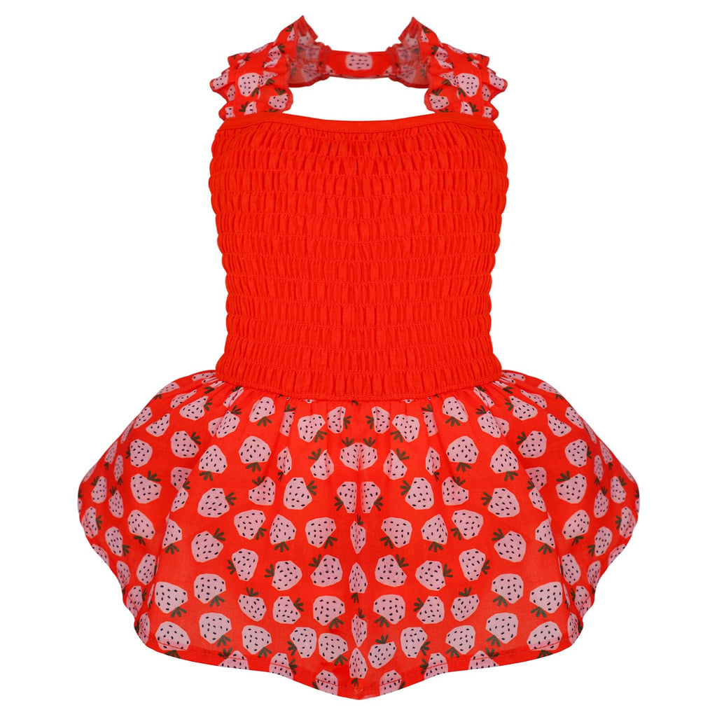 KYEESE Dog Dress Halter Skirt Dress Puppy Dress Holiday Dress Strawberry for Small Dogs