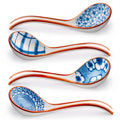Asian Soup Spoon Set of 4 Ceramic Chinese Soup Spoons Long Handle Ramen Spoons Soup Spoons for Ramen Pho Dumpling Wonton Noodles