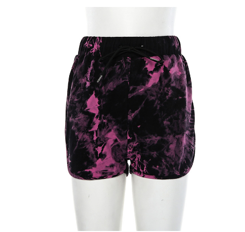 Tie-Dye Crop Top and Shorts Set (Hip Hop Style)