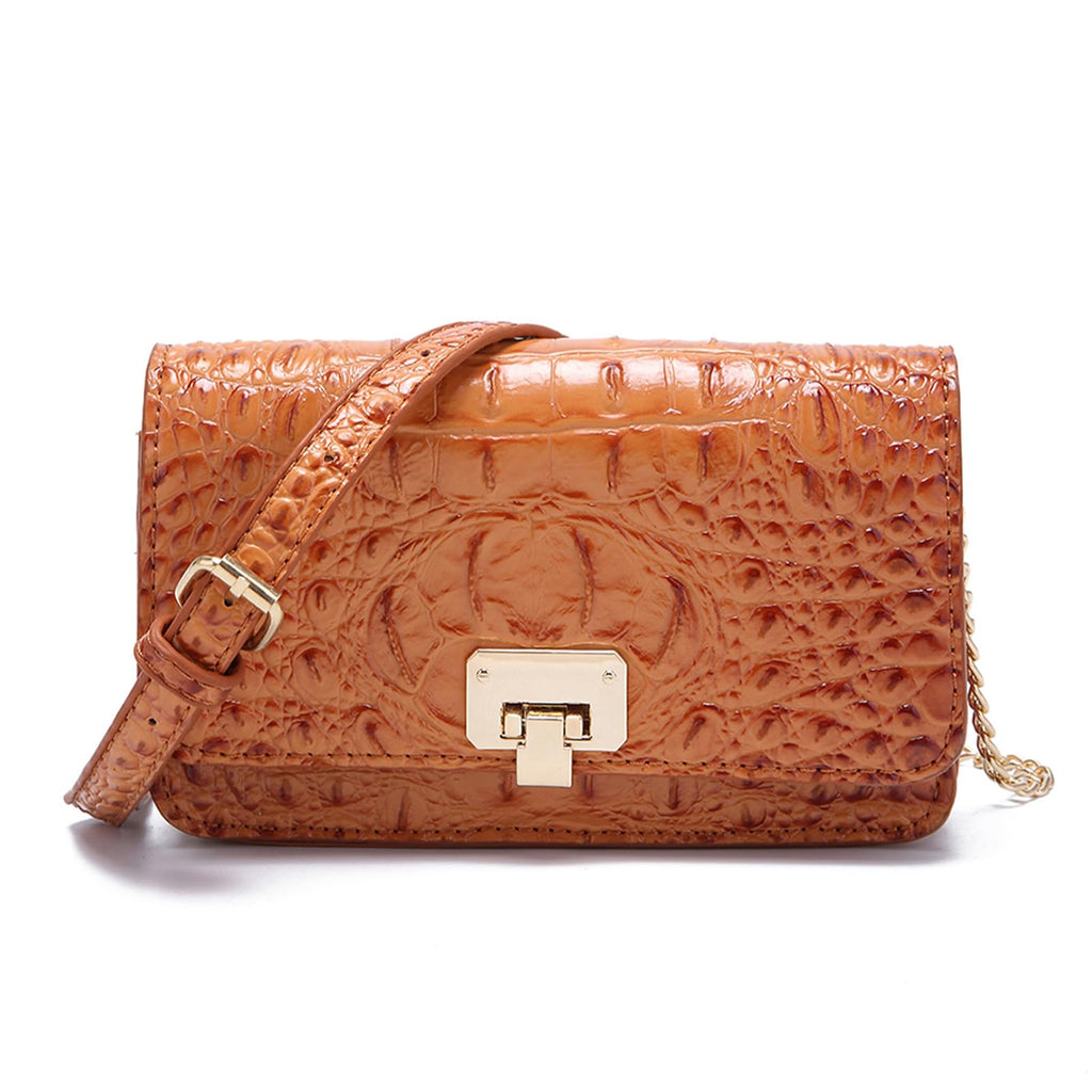 Makcr Joacbv Small Crocodile Crossbody Cell Phone Purse for women Vegan Leather Clutch Wallet with Leather Shoulder Strap