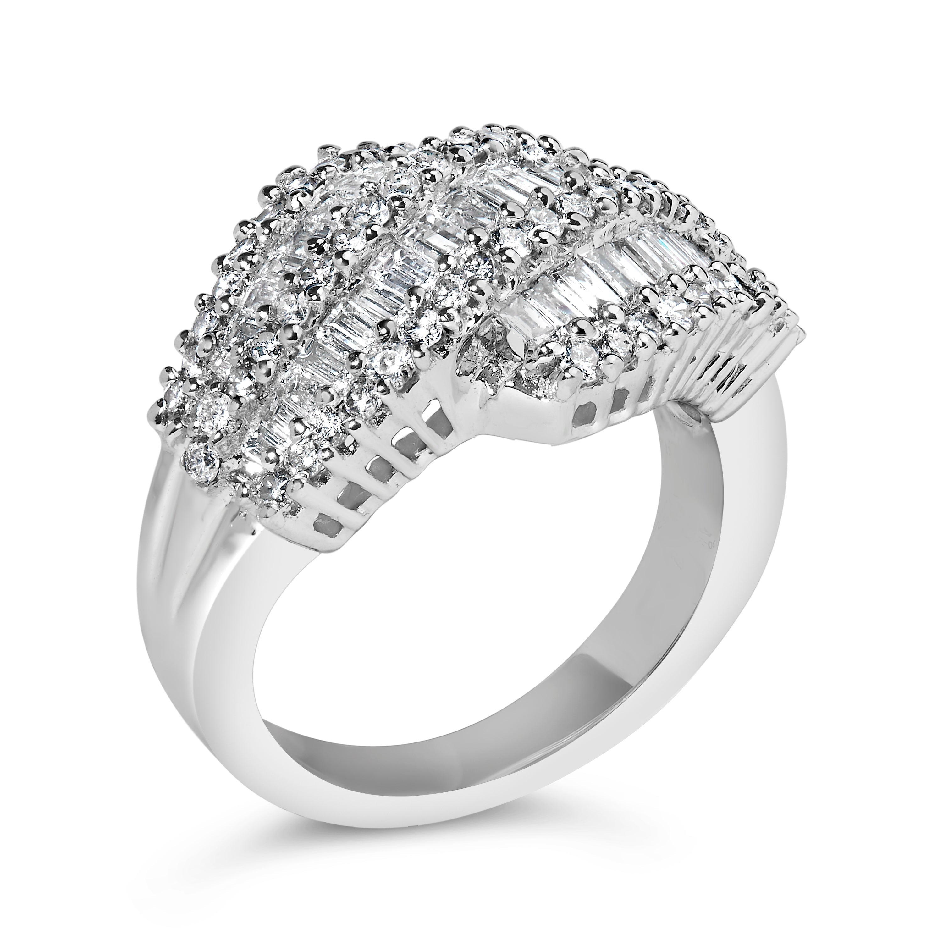 14K White Gold Diamond Cocktail Ring Band (1 3/4 Cttw, H-I Color, SI2-I1 Clarity) - Size 6-1/2