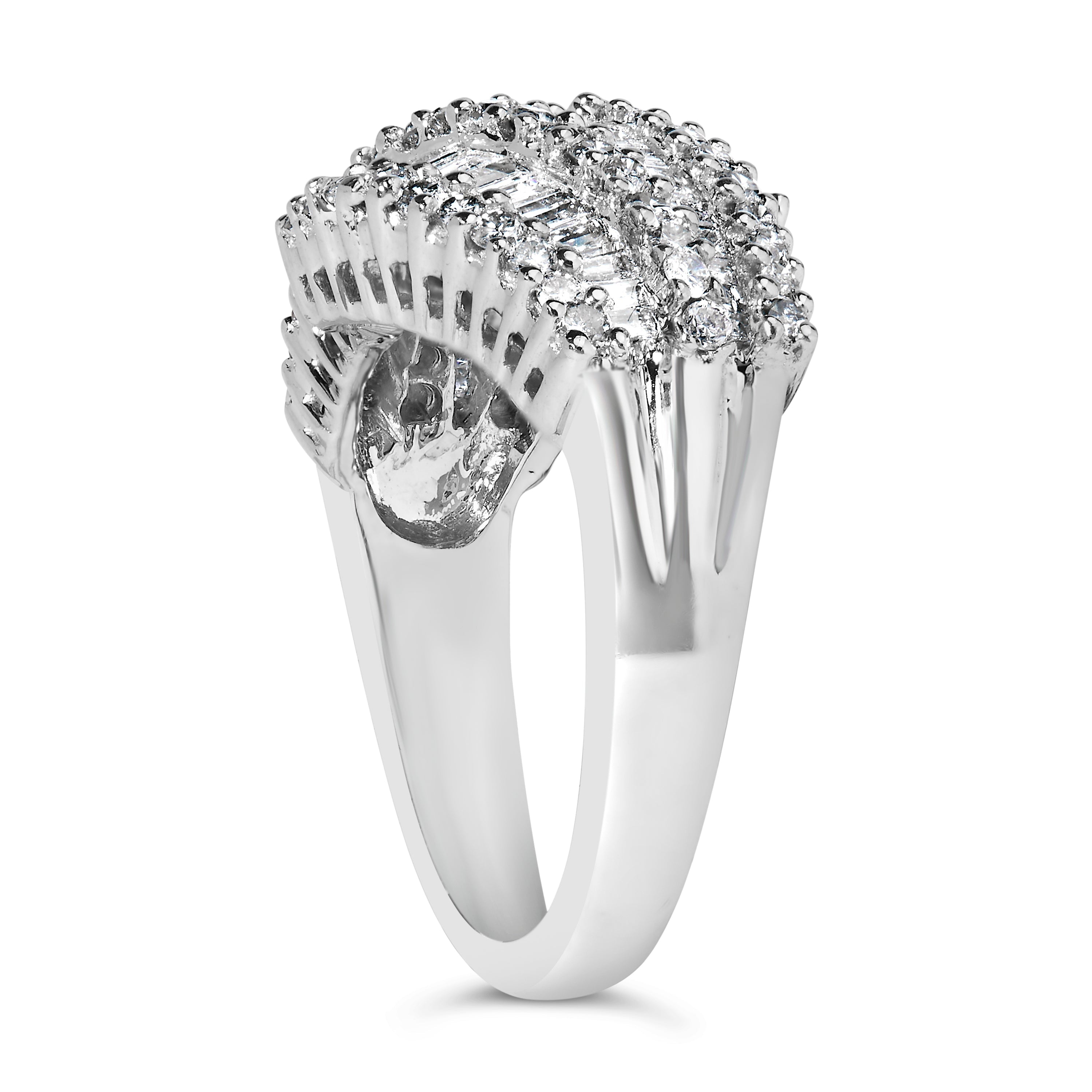 14K White Gold Diamond Cocktail Ring Band (1 3/4 Cttw, H-I Color, SI2-I1 Clarity) - Size 6-1/2