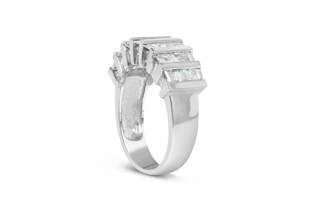 .925 Sterling Silver 1.0 Cttw Baguette Cut Diamond Vertical Channel Fluted Multi-Row Unisex Fashion Wedding Ring (H-I Color, I1-I2 Clarity) - Size 6-3/4