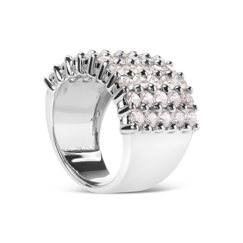 14k White Gold 4.0 Cttw Diamond 5 Row Ring Band (I-J Color, I1-I2 Clarity) - Ring Size 7