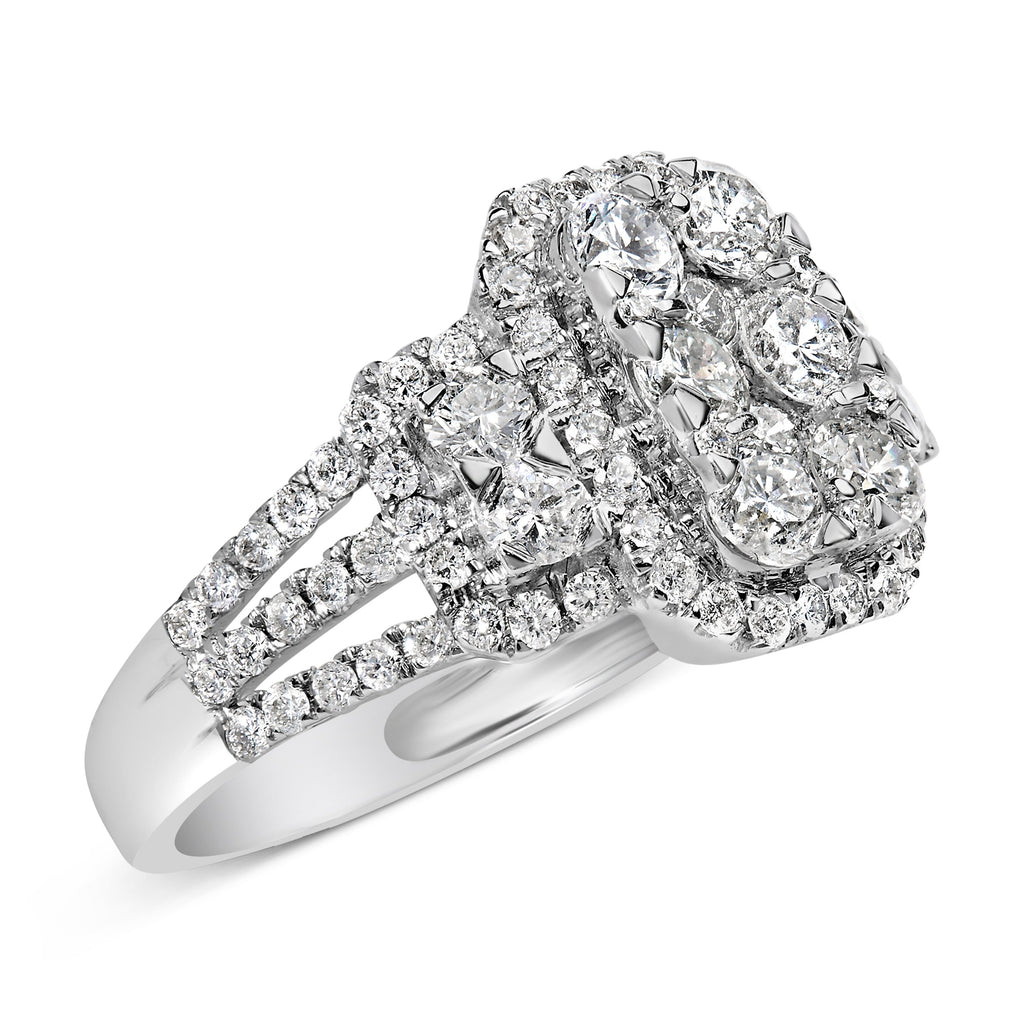 14K White Gold 2 1/4 Cttw Diamond Cocktail Cluster Ring (G-H Color, SI2-I1 Clarity) - Size 7