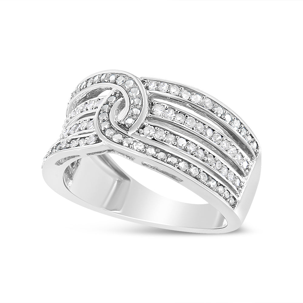 .925 Sterling Silver 1/2 Cttw Diamond Multi-Row Bypass Band Ring (I-J Color, I3 Clarity) - Size 7