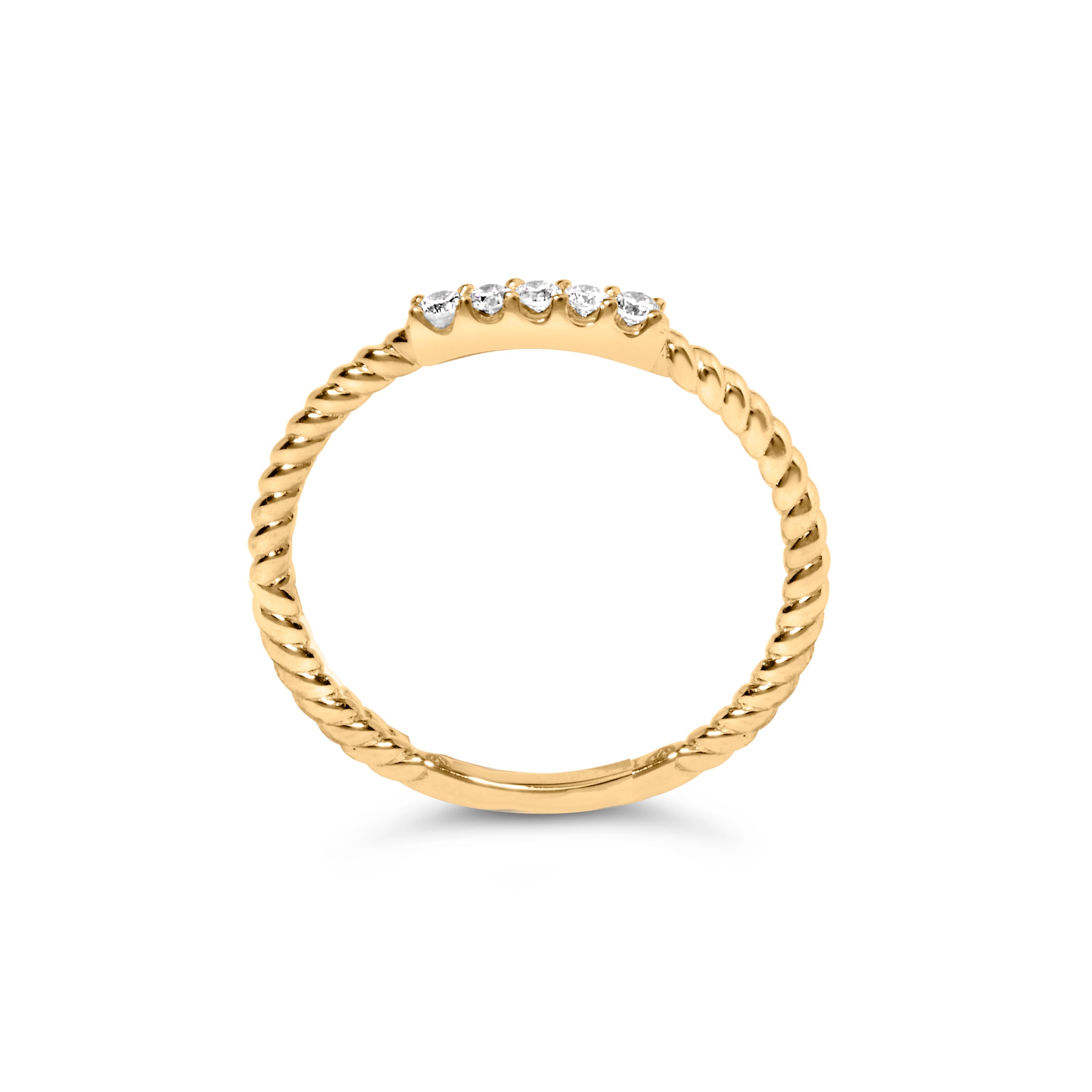 10K Yellow Gold 1/10 Cttw Diamond 5 Stone Braided Shank Band Ring (I-J Color, I2-I3 Clarity)- Ring Size 6