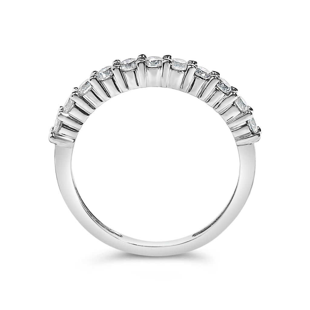 IGI Certified 1/2 Cttw Diamond 10K White Gold Prong Set Fluted Band Style Ring (I-J Color, I2-I3 Clarity) - Size 7