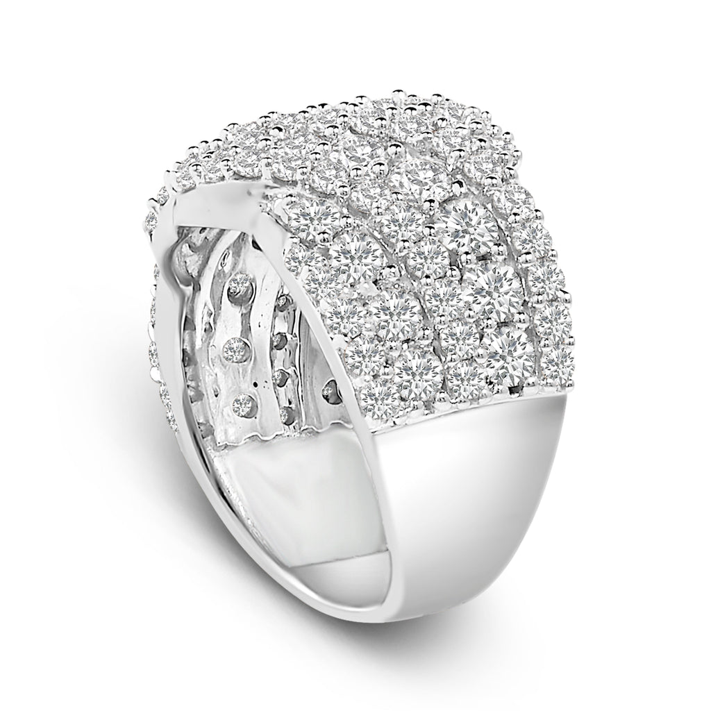 10K White Gold 3.00 Cttw Diamond Multi Row Cluster Band Ring (I-J Color, I3 Clarity) - Size 7
