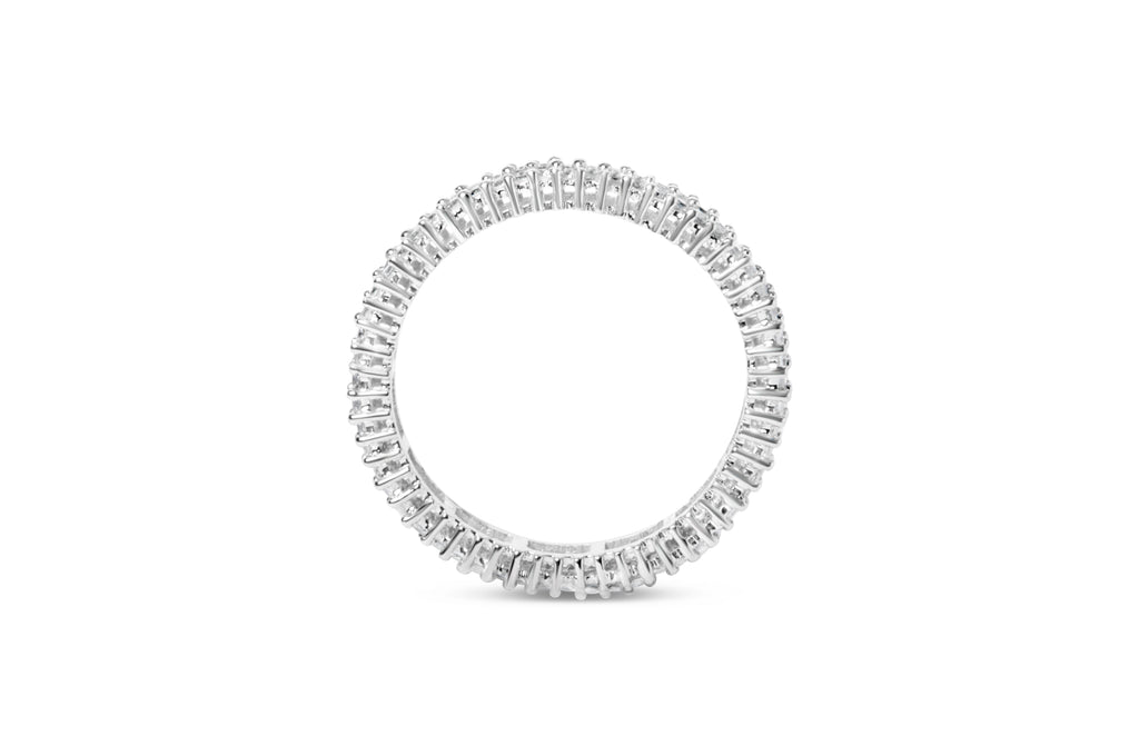 10K White Gold 1.0 Cttw Princess Cut Diamond Double Row Eternity Band Ring (I-J Color, I1-I2 Clarity)- Size 7