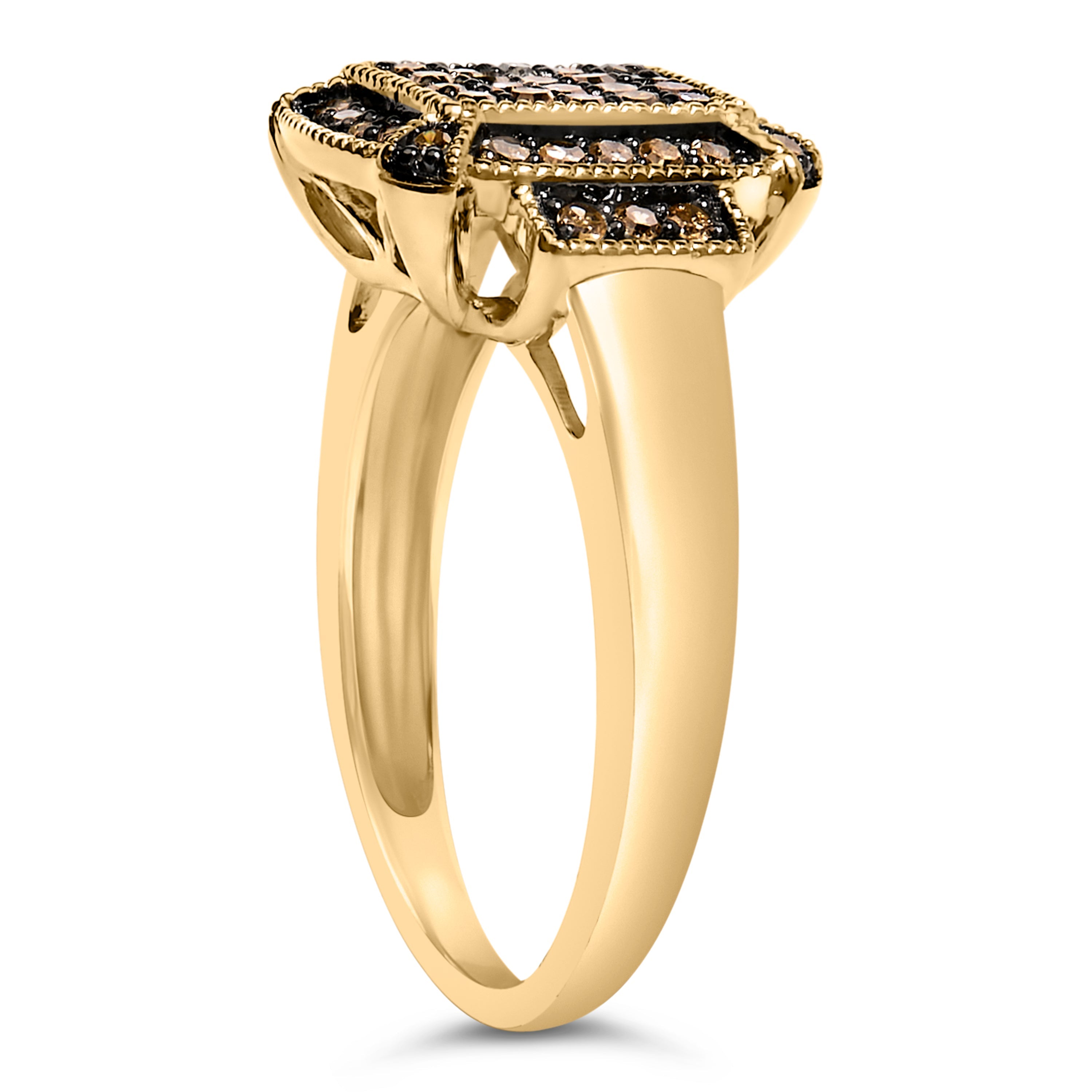 10K Yellow Gold Plated .925 Sterling Silver 1/2 Cttw Champagne Diamond Step Up Ring - Size 7