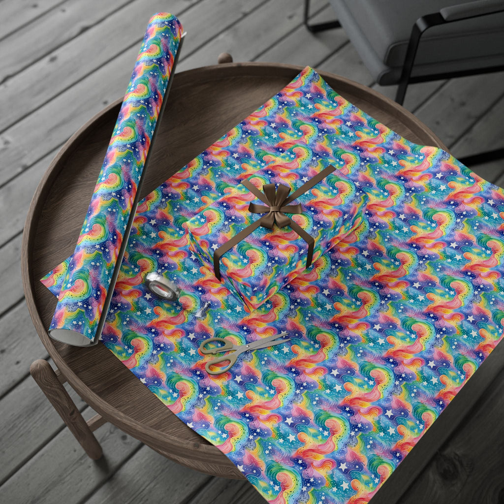 Bespattered Facade Rainbow Sky Wrapping Paper | Three Sizes | Glossy or Matte