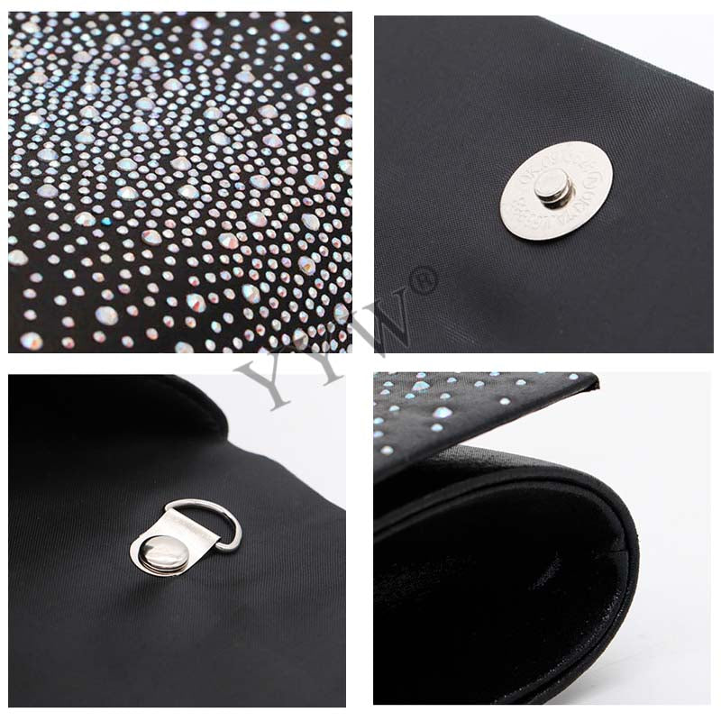 Satin Evening Clutch Bag with Rhinestone Rivets