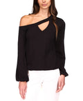 Michael Michael Kors One-Shoulder Keyhole Top, Black, PXL