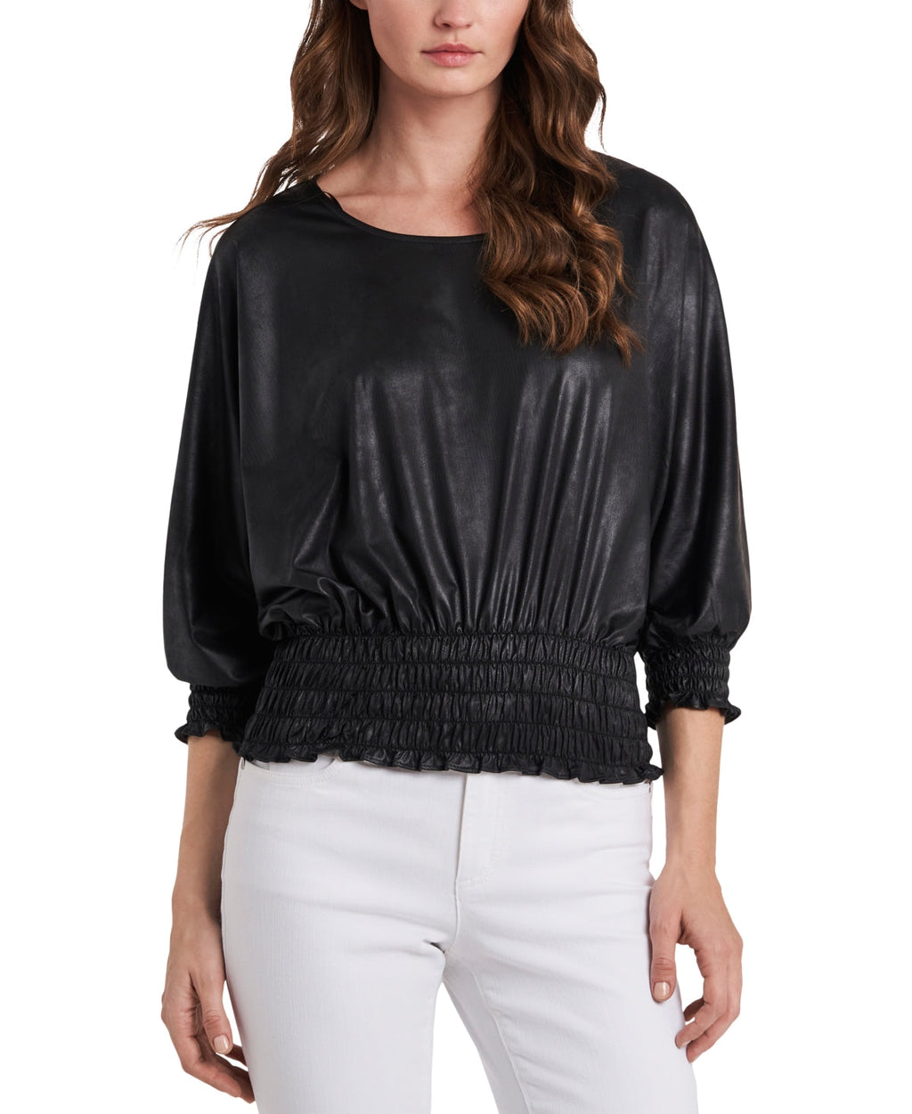 Vince Camuto Smocked-Hem Blouse, Size XS