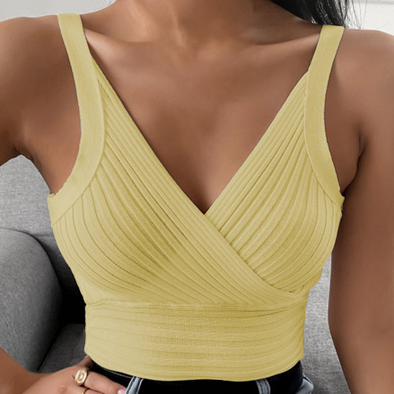Women's Sleeveless V-Neck Casual Solid Color Tank Top